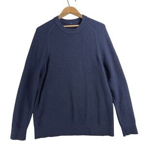 Lululemon Mens M Textured Knit Crewneck Sweater Heathered Classic Navy